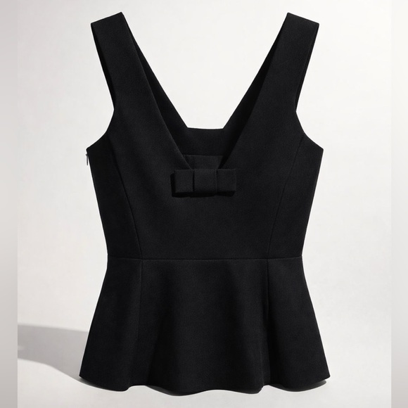 kate spade Tops - Kate Spade NWT structured peplum top, bow, black, sz6